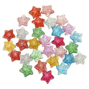 30 piezas dijes de resina con respaldo plano, dijes de estrella brillante a granel, color mezclado - Imagen 1 de 6