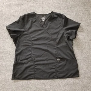 Cherokee Workwear Revolution Women Scrub Top 3XL Black Front Pockets Logo WW610 - Picture 1 of 11