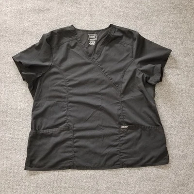 Cherokee Workwear Revolution Women Scrub Top 3XL Black Front Pockets Logo WW610 - Image 1 of 4