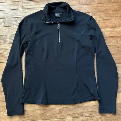 Pulôver feminino NILS Sportswear Alpine quarto de zíper preto esportivo base camada superior G - Imagem 1 de 4