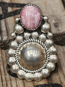 Sterling Silber Rhodochrosit Stein Ring Indianer Navajo Größe 8,5 won34 TR - Bild 1 von 4