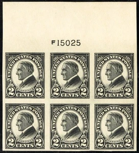 US Stamps # 611 MNH Superb Wide Top Plate Block Of 6 - Picture 1 of 1