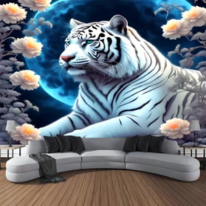 Large 3D Fantastic Moon Animals Wall Hanging Tapestry Blanket Bedspread Backdrop - Picture 1 of 19
