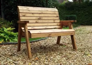 Traditional Two Seater Solid Wood Garden Bench Charles Taylor Outdoor Furniture - Picture 1 of 1