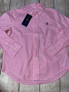 Ralph Lauren Size 6 Spring Pink Check Button Up Shirt Natural Stretch NEW - Picture 1 of 3