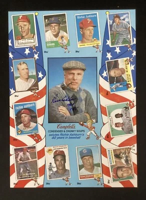 Richie Ashburn Signed 1989 Topps Campbell Soup Uncut Card HOF Autograph PSA/DNA - Image 1 of 4