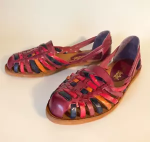 Scarpe basse vintage in pelle artigianali di Premiere Huarache multicolore da donna taglia 5,5 - Foto 1 di 6