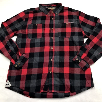 BOSTON TRADER Luxury Vintage Flannel Shirt Men XL Red Black Gray Buffalo Plaid - Image 1 of 4