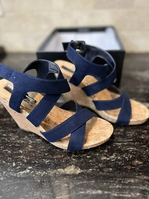 INC Strapped Wedge Heel Sandle Blue Size 7 - Изображение 1 из 4