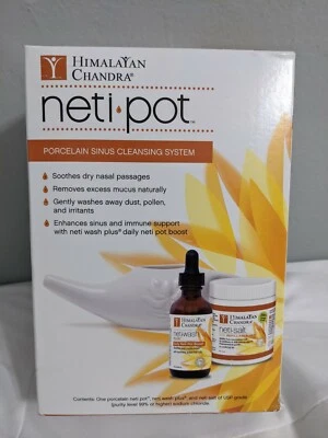 Neti Pot, Porcelain Sinus Cleansing System, 3 Piece Kit, NEW - Image 1 of 4