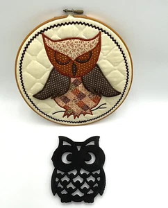 Vintage Small Owl Trivet Cast Iron & Owl Handmade Wall Hanging Taiwan - Picture 1 of 8