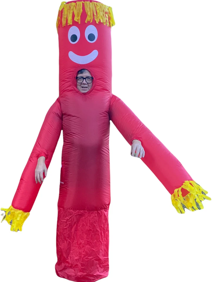Disfraz inflable rojo brazo ondulado chico publicidad talla adulto ¡VER VIDEO! Foto 1 de 4