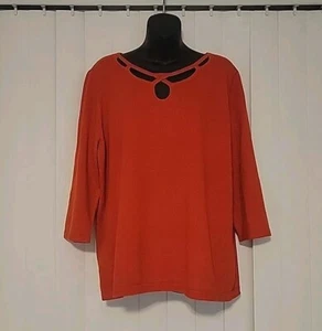 NUEVO Suéter Lane Bryant Naranja Talla 18 20 Ajustado Manga 3/4 Escote Recortado Tejido - Imagen 1 de 11