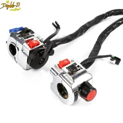 Interruptor de control de manillar de motocicleta de 7/8" carcasa cromada interruptor de arranque de señal de giro Foto 1 de 4
