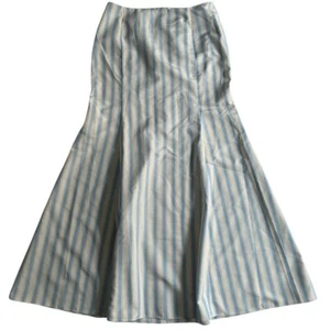 Nuevo con etiquetas Maxi Falda Polo Ralph Lauren Mezcla Seda Rayas Talla 8 Azul Marfil Preppy Mermai - Imagen 1 de 11