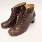 Women's GIRAUDON Dark Brown Leather Lace Up Heeled Ankle Boots Size UK7 - K20