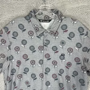 Camisa Polo Travis Mathew Para Hombres Grande Gris Girasol Floral Elastizada Golf Preppy - Imagen 1 de 8