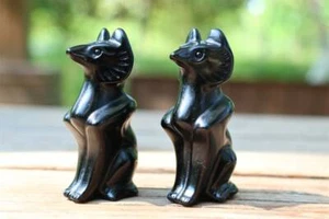 3'' Natural Obsidian Fox Reiki Crystal Carved Home Decor Crystal Healing gift 1x - Picture 1 of 9