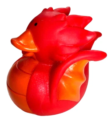 ENVÍO GRATUITO - MEDIEVAL NARANJA ROJO FUEGO DRAGÓN CRUCERO GOMA PATO COLECCIONABLE 2" Foto 1 de 2