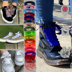 Ribbon Shoe laces Silky Satin Boot Laces Shiney Flat shoelaces for Shoes & Boots - Picture 1 of 78
