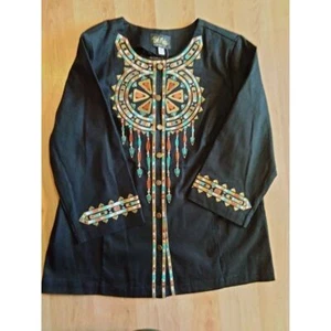 Bob Mackie Wearable Art schwarz mit Traumfänger Stickerei Größe Medium - Bild 1 von 10