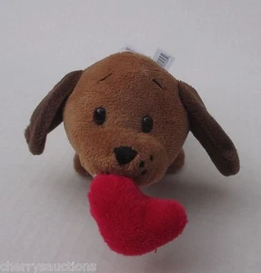 AABOT Brown DOG holding heart LIL DIMPLES 5" mini plush stuffed animal ganz love - Picture 1 of 3
