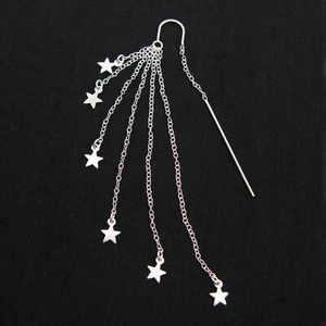 " Luccicante Stars " Vari Fili a Filo Orecchini IN Massiccio '925' Argento - Picture 1 of 3