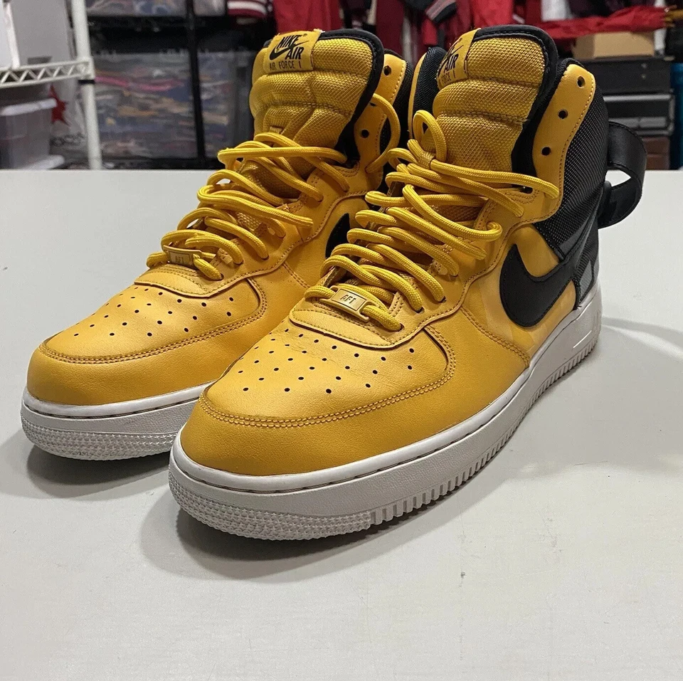 Nike Air Force 1 “Ochre” High Yellow / Black + Straps -Mens Sz: 10.5 #AV8364-700 - Image 1 of 4