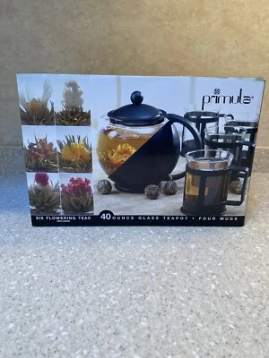 TETERA E INFUSOR DE VIDRIO PRIMULA 40 OZ Y 4 TAZAS TÉS NO INCLUIDOS USADOS EN EXCELENTE ESTADO Foto 1 de 4