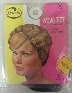 Vintage Hair Nets! Wave Nets! Elastic Edge! (2 - Black !) Unique old Item! NICE! - Picture 1 of 3