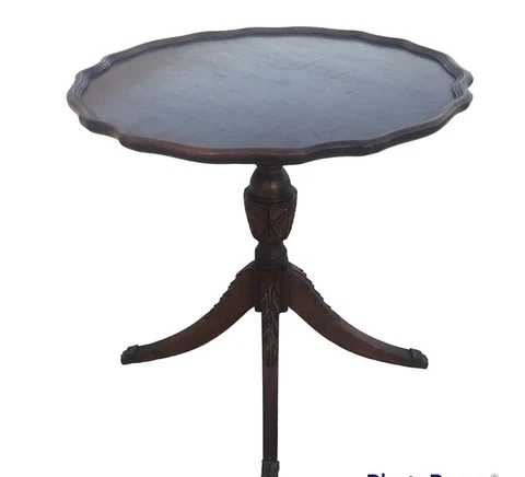 Vintage Antique Federal Carved Pedestal Pie Crust Tea Table Cover