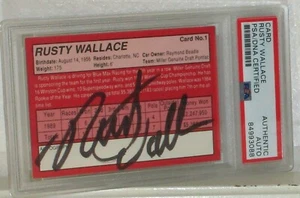 1990 AC RUSTY WALLACE #27 AUTOGRAPHED MILLER CARD PSA DNA AUTHENTIC AWESOME - Picture 1 of 4