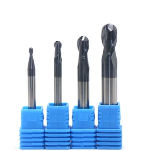 4-teiliges stickstoffbeschichtetes 2 Flöten Kugelnasenendfrässet CNC-Werkzeugradius 1,0 bis 4,0 mm - Bild 1 von 2