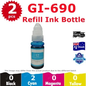 2X Compatible GI690 GI-690 Cyan Ink Bottle For Canon G2600 G3600 G4600 G4610 - Picture 1 of 1
