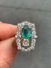 Platinum diamond 2.80ct princess round cut 1.75ct natural emerald cluster ring