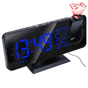 Digital Projection Dual Alarm Clock LED USB Charger for Kids Bedroom 12/24H - Picture 1 of 38