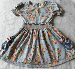Matilda Jane The Adventure Begins Chalkboard Doodles Blue Floral Dress 2 2T - Picture 1 of 4