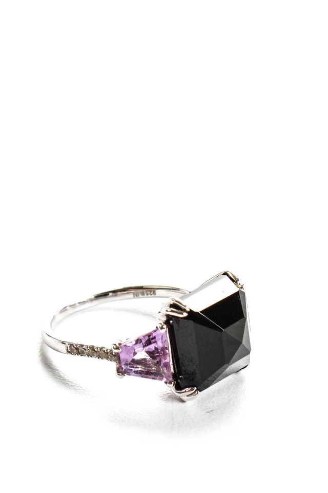 Anillo pavé espinela amatista piedra principal ónix plata esterlina rarezas talla 8 Foto 1 de 4