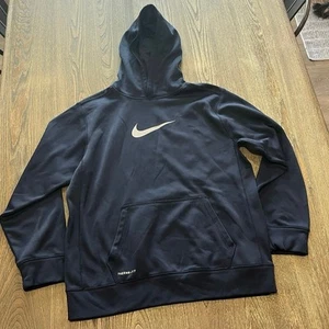Nike Youth Boys Therma-Fit Pullover Hoodie Sweatshirt Front Pockets Navy Blue XL - Picture 1 of 8