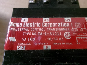 New ACME TA-1-81211 Industrial Control Transformer VA 100 50/60Hz AK - Picture 1 of 4