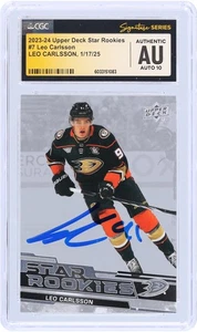 Leo Carlsson Anaheim Ducks Signed 2023-24 Upper Deck Star Rookies #7 CGC 10 Card - Picture 1 of 3