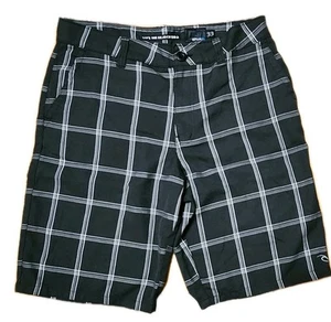 🔥 Rip Curl Shorts Mens 33 Plaid Golf Live The Search Black Gray - Picture 1 of 5