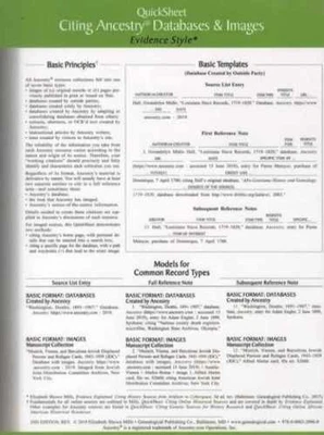 QuickSheet: Citing Ancestry - Pamphlet, by Mills; Elizabeth Shown - Good - Image 1 of 2