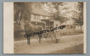 RPPC Horse Drawn Delivery Wagon New England? Yantic CT? Real Photo Postcard - Picture 1 of 2