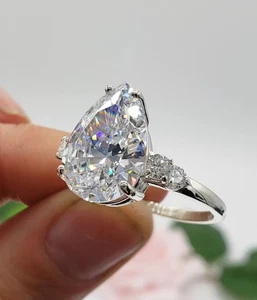 4.20 Ct Treated White Diamond Solitaire Ring 925 Silver Certified Great Shine - Picture 1 of 8