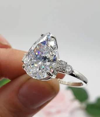 4.20 Ct Treated White Diamond Solitaire Ring 925 Silver Certified Great Shine - Image 1 of 4