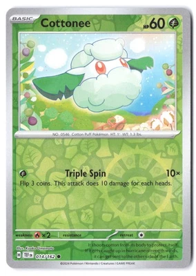 Cottonee 014/162 SV05: Temporal Forces NM Reverse Holo - Image 1 of 2