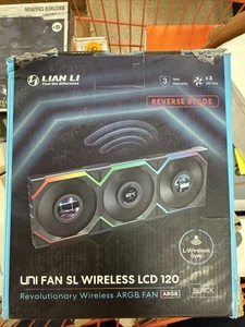 Lian Li 120 mm UNI FAN SL sans fil LCD ARGB boîtier ventilateur (noir, pack de 3) 12SLLCD1W3B - Photo 1/3