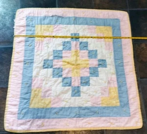 Vintage handgefertigte Babydecke hellrosa & blau - Bild 1 von 5