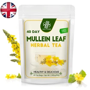 100% Organic Mullein Leaf Tea Bags for Lungs Cleanse and Respiratory Support - Picture 1 of 8
